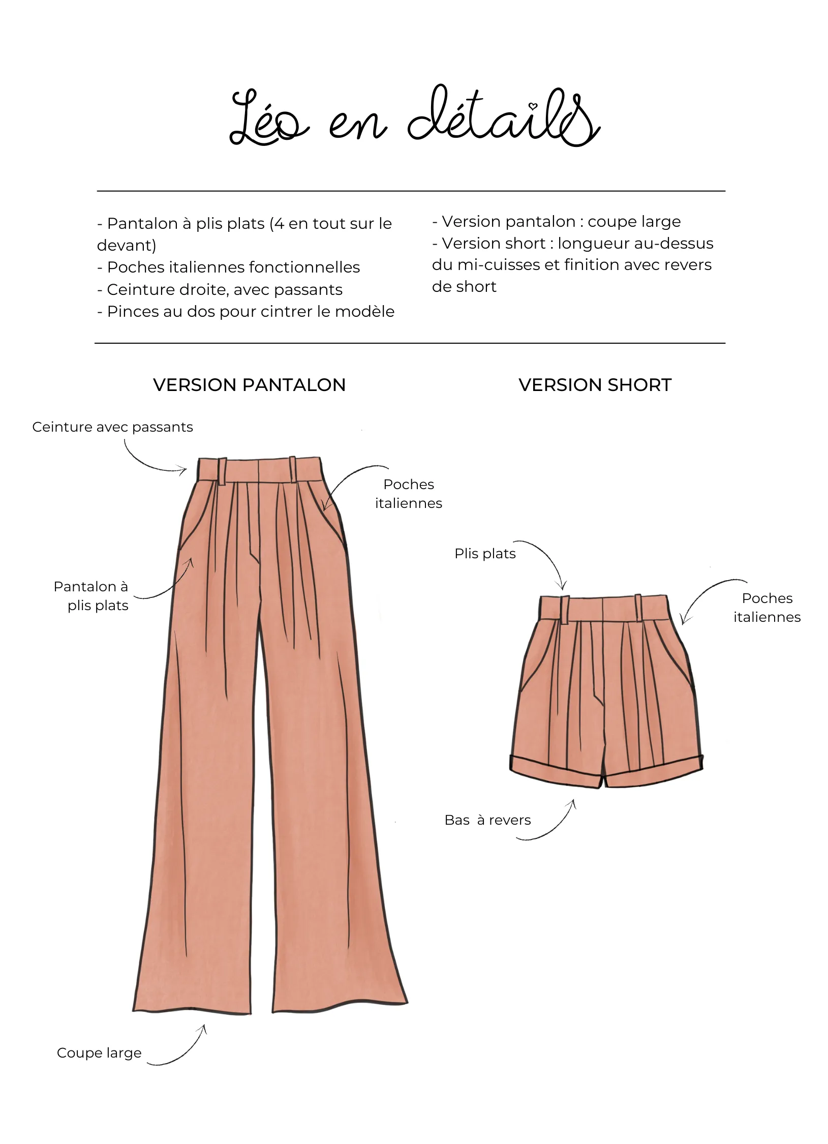 Product image of Léo, le pantalon/short à pinces