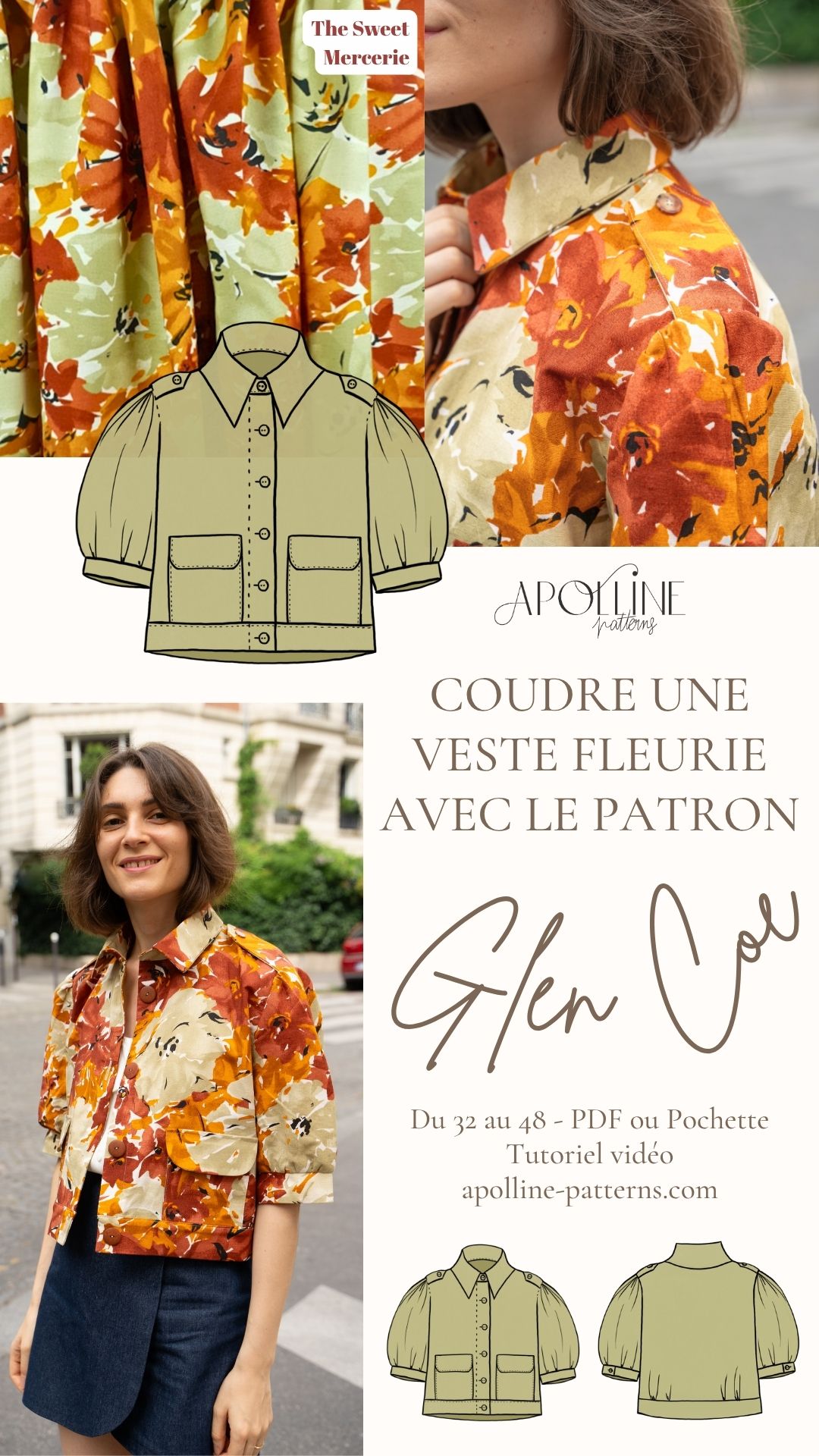 Coudre une veste fleurie : craquez pour cette superbe veste à gros motif floral cousue main, réalisée à partir du patron Glen Coe. Un modèle parfait pour allier style et confort, entre bomber décontracté et veste chic. Idéal pour donner du pep’s à vos looks de mi-saison ou affirmer votre style avec une pièce forte ! Inspirez-vous de cette réalisation couture et découvrez comment porter les imprimés floraux en toute élégance. 🌸✂️ #couture #DIYmode