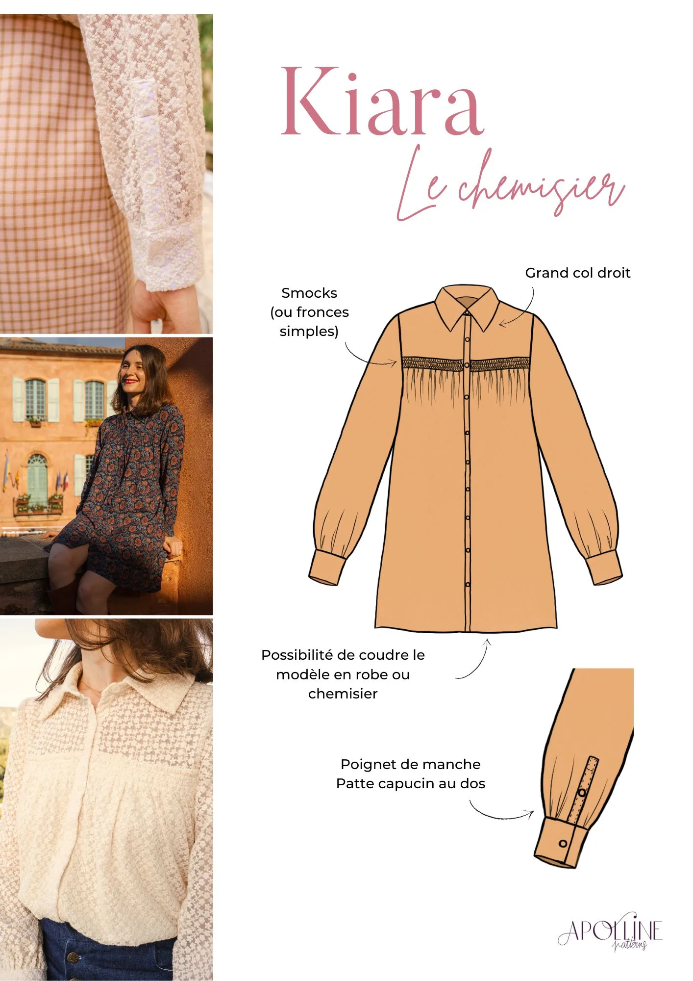 Product image of Kiara, la robe chemisier à smocks