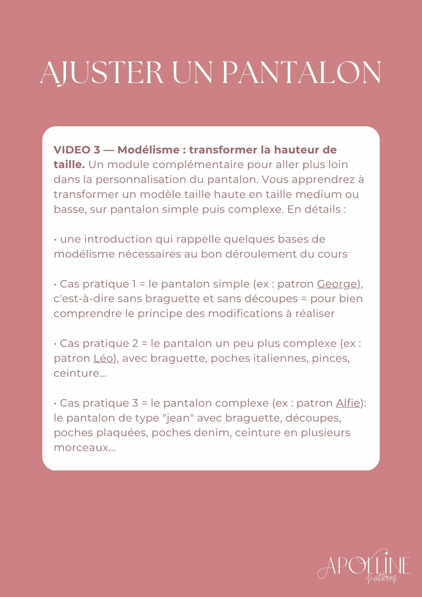 Product image of Ajustements du pantalon : le cours complet