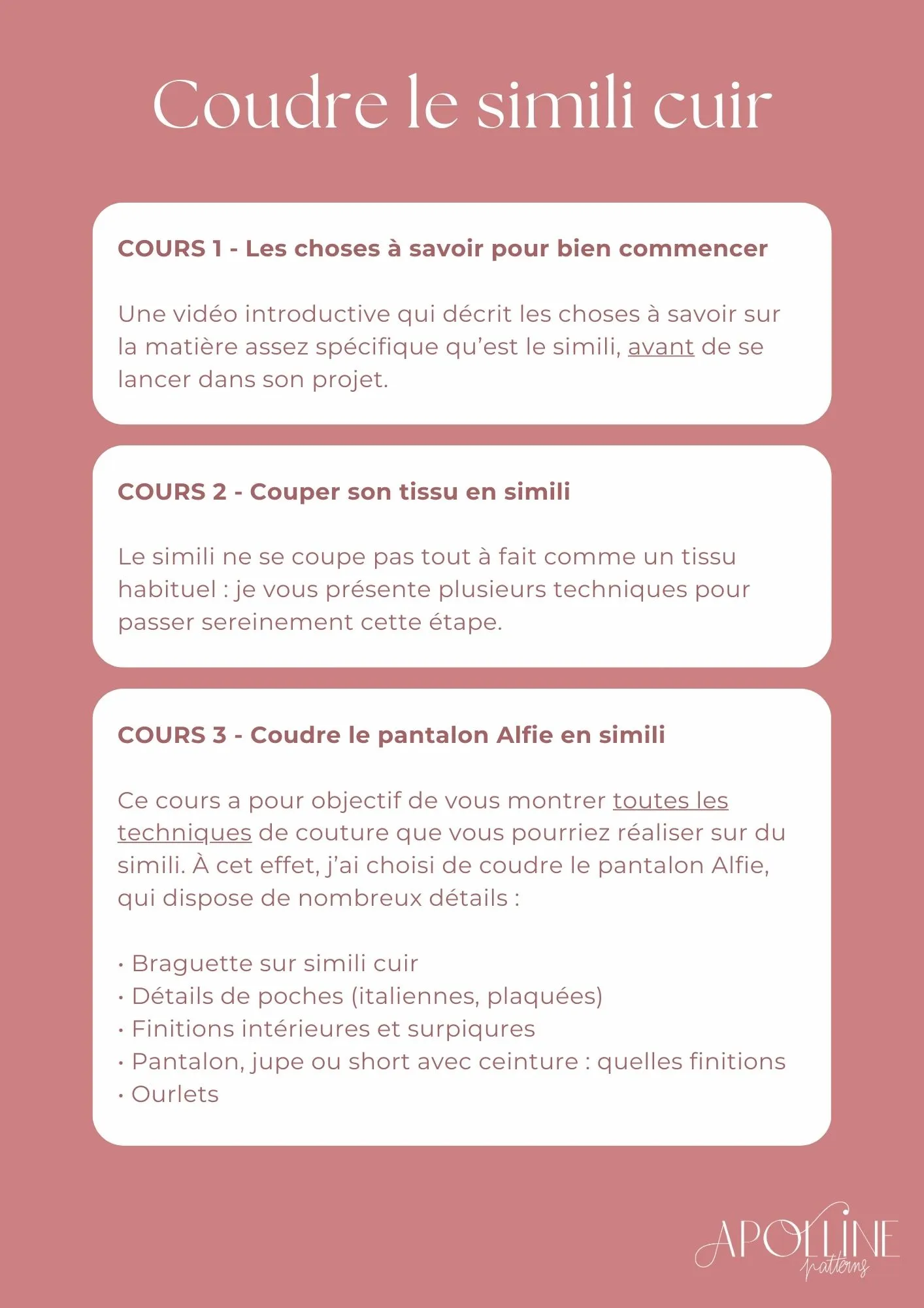 Product image of COURS + PATRON : Coudre du simili